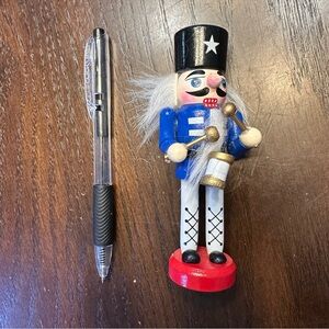 Vintage Nutcracker Wooden Blue Black Figure Figurine Christmas Decoration RARE